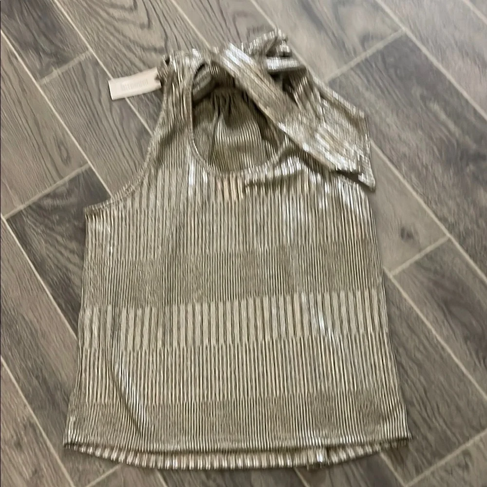Anthropologie Maeve Metallic Silver Skirt - Picture 7 of 9